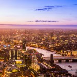 An image of the London skyline in the evening.